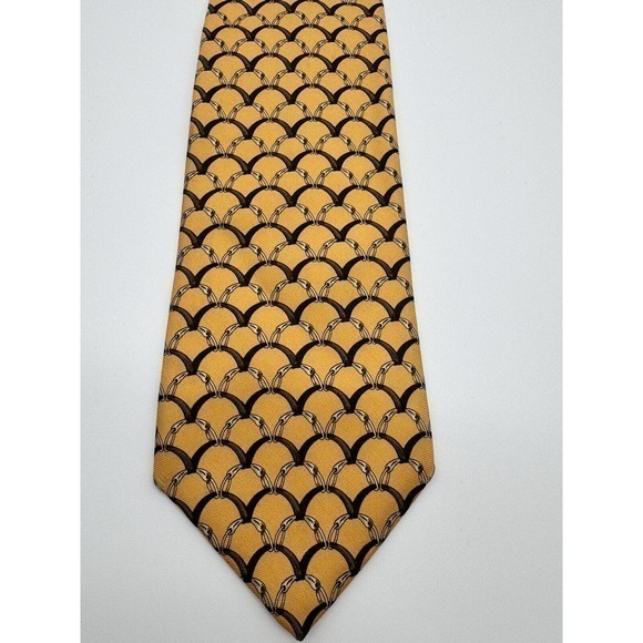 BROOKS BROTHER Men's 100% Silk Classic Necktie Made In U.S.A Yellow - Picture 4 of 7